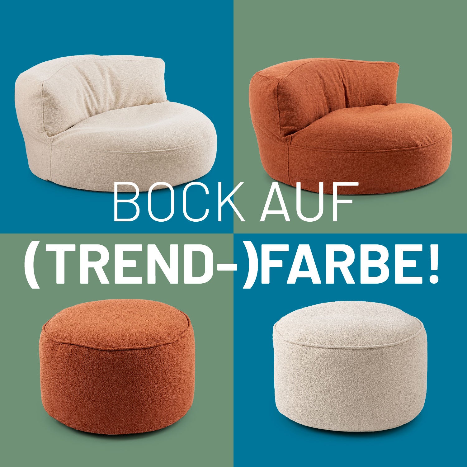 Sitzsack Pouf aus der LUMALAND Teddy-Reihe - Terracotta, kompakt, plüschig, vielseitig nutzbar als Sitzhocker und Fußschemel.