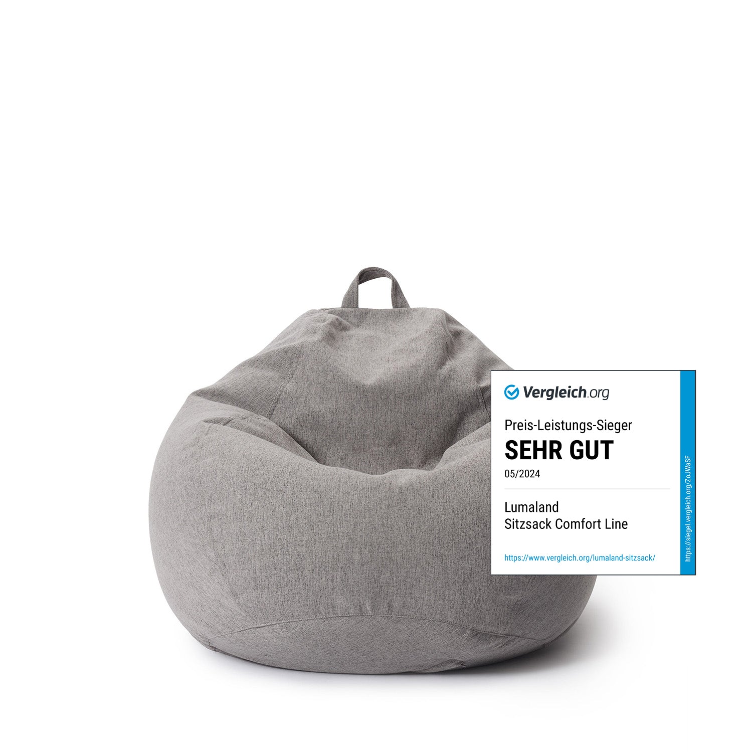 Comfort Line Sitzsack M (120 L) - indoor - Hellgrau mit weichem Stoff und modernem Design für gemütliches Sitzen im Innenbereich.