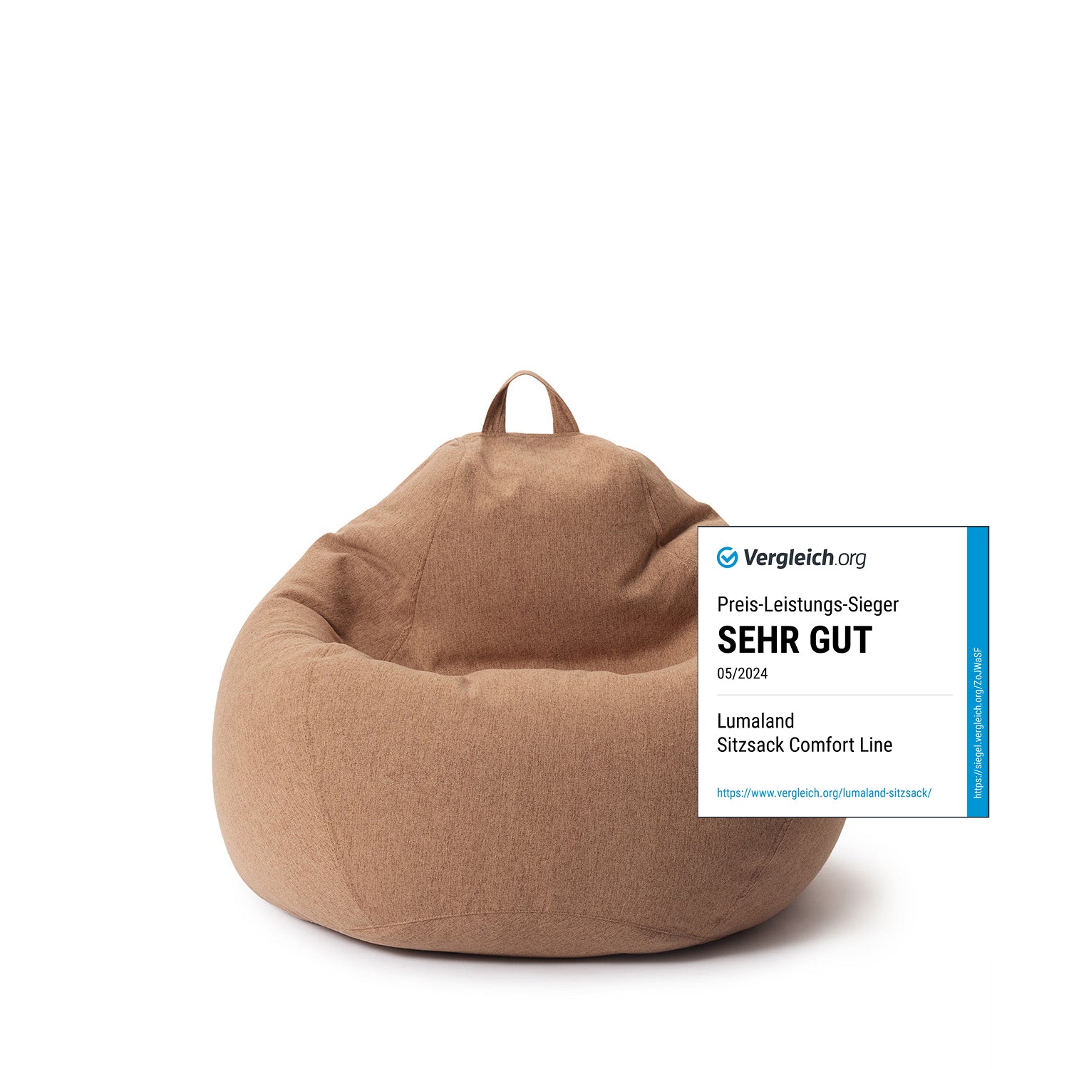 Comfort Line Sitzsack M (120 L) - indoor - Braun, bequemer und waschbarer Bodensitzsack mit hochwertiger EPS-Füllung für drinnen.