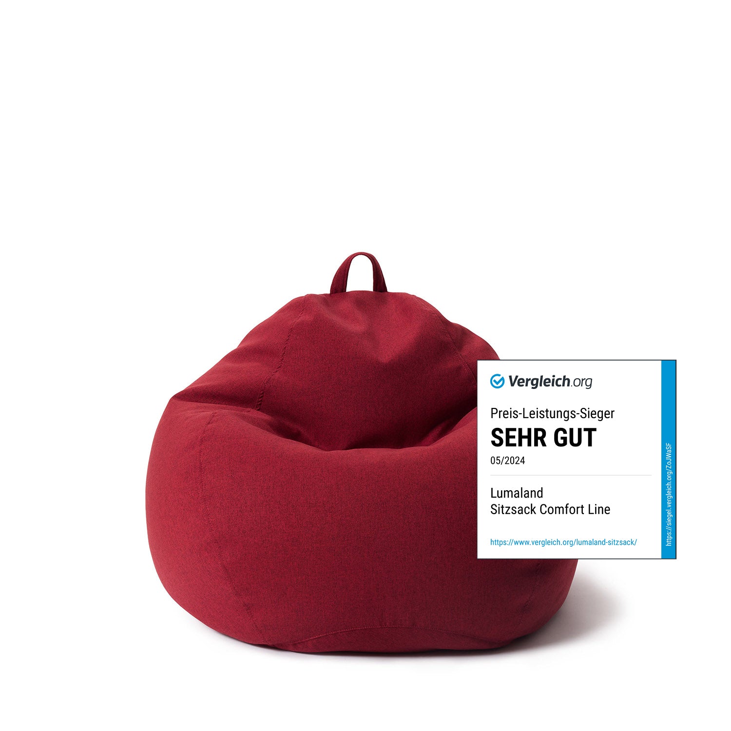 Comfort Line Sitzsack (120 L) - indoor - Rot, hochwertiger Bean Bag mit EPS-Perlen-Füllung, anpassbar und waschbar für Innenräume.