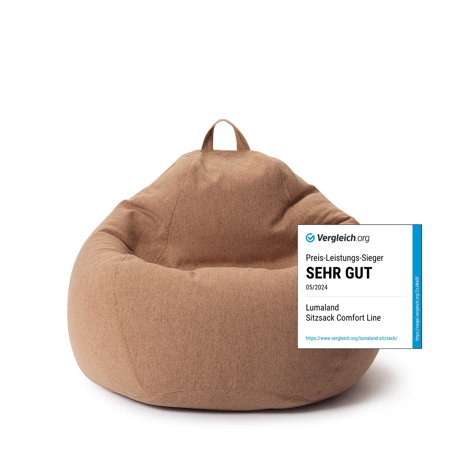 Comfort Line Sitzsack (185 L) Braun indoor Bean Bag mit hochwertiger EPS-Füllung und komfortablem, waschbarem Bezug.