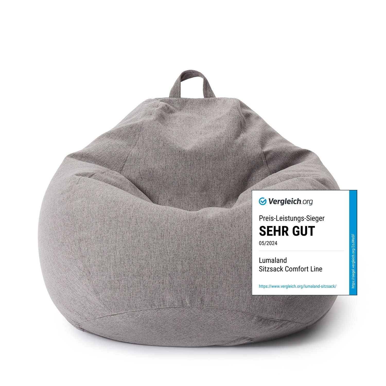 Comfort Line Sitzsack XL (250 L ) - indoor - Hellgrau mit hochwertigem Material und modernem Design, ideal für gemütliches Sitzen zuhause.