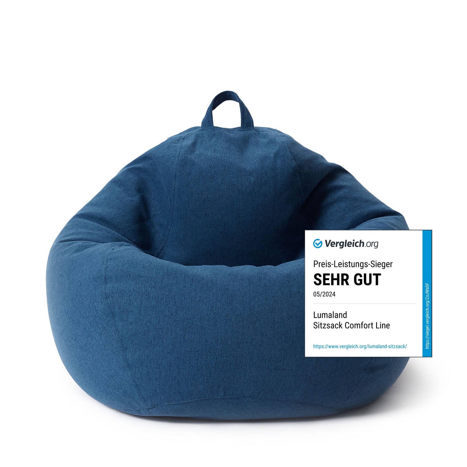 Comfort Line Sitzsack XL (250 L) Dunkelblau, großes Indoor-Beanbag mit formbarer EPS-Perlenfüllung, waschbarer Bezug, für Kinder und Erwachsene.
