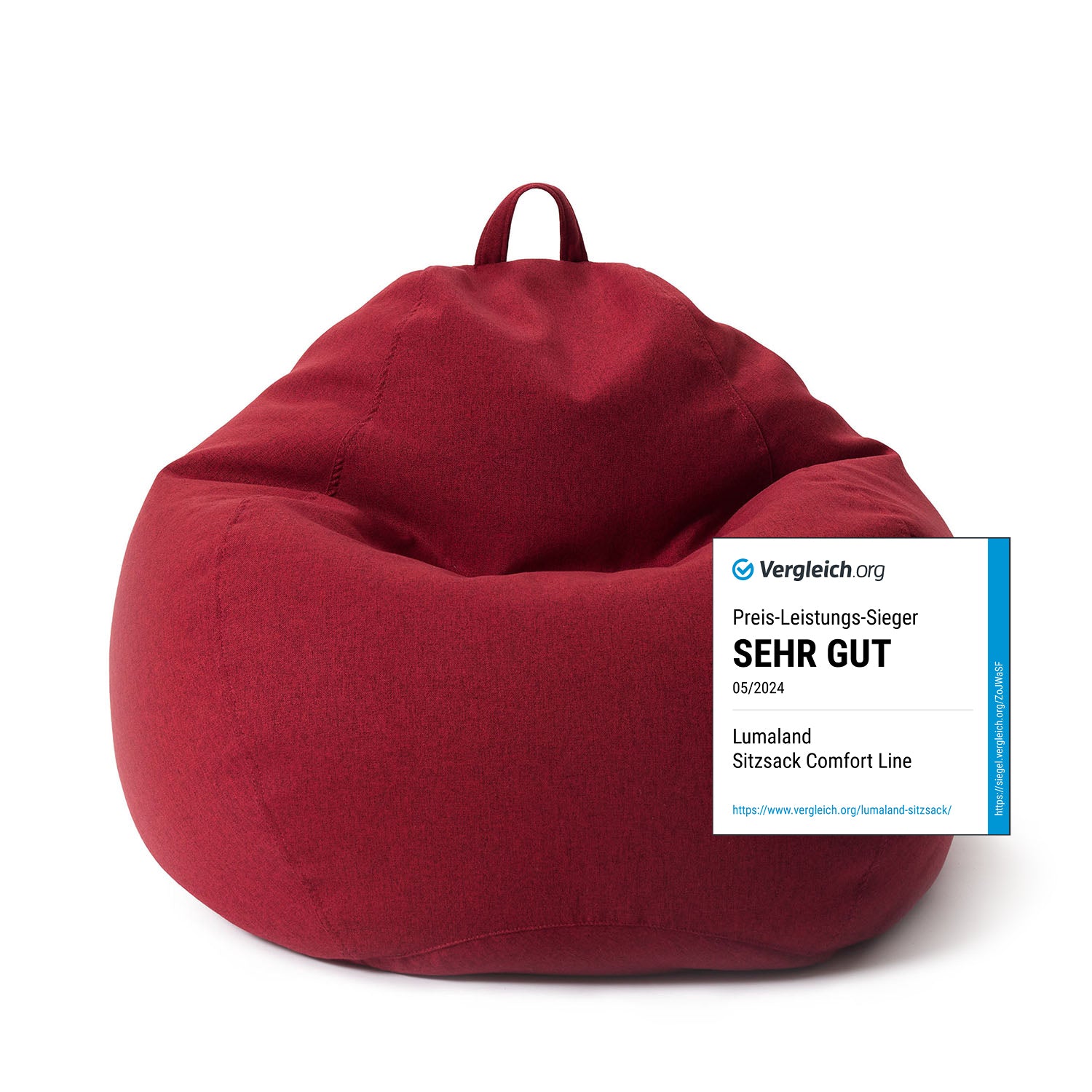 Comfort Line Sitzsack XL - 250 L - Rot aus hochwertigem Material mit softem Griff und zeitlosem, elegantem Design für modernes Wohnen.