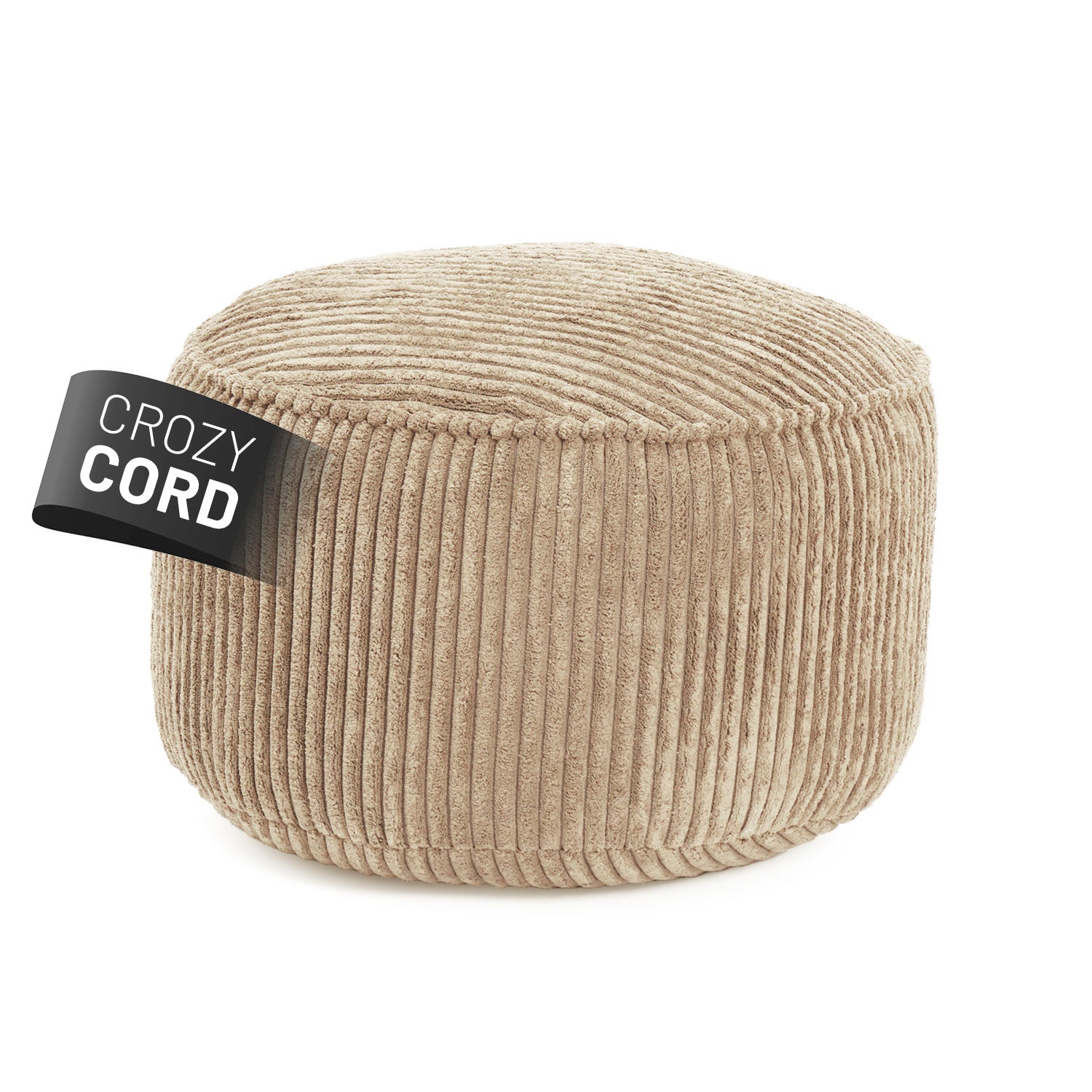 Sitzsack Pouf aus der Cord-Reihe - Beige, stylischer 3in1-Hocker mit weichem Cordbezug und robuster Verarbeitung für vielseitige Nutzung.
