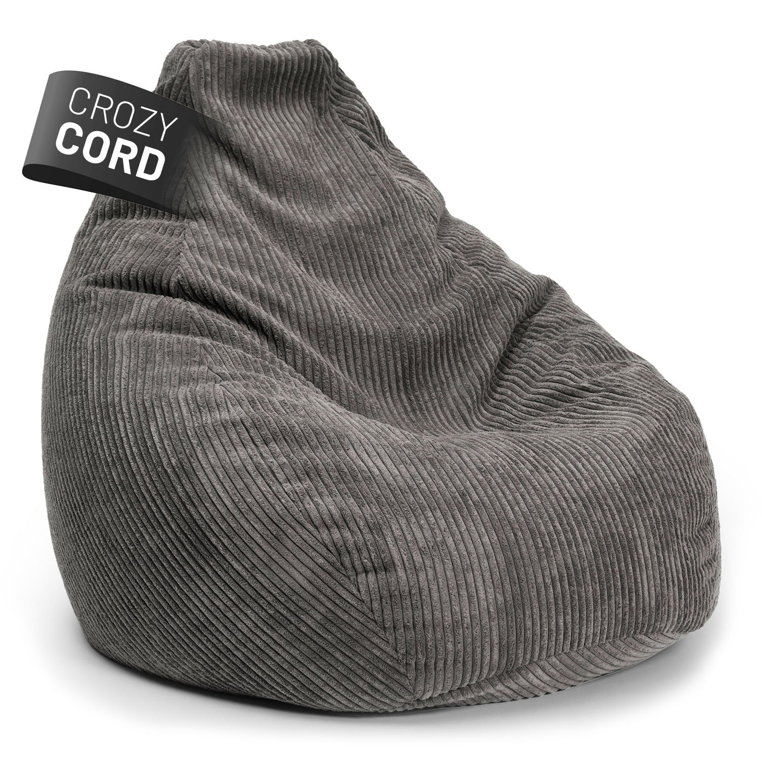 Sitzsack GIANT aus der Cord-Reihe - Grau, großer 400L Sitzsack mit weichem Cordbezug und robustem, pflegeleichtem Design.