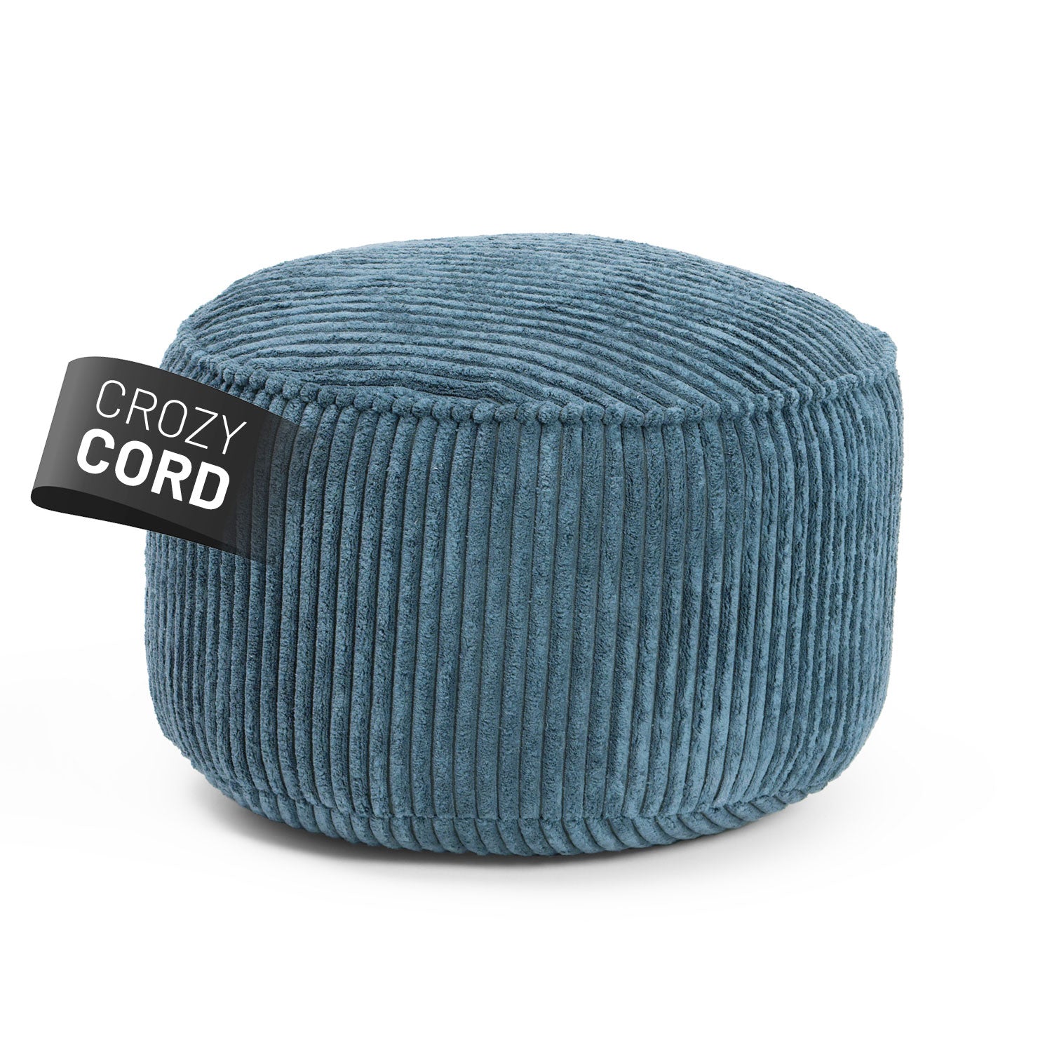 Sitzsack Pouf aus der Cord-Reihe - Navyblau mit geripptem Stoff, vielseitig als Hocker, Schemel oder Ablage nutzbar.