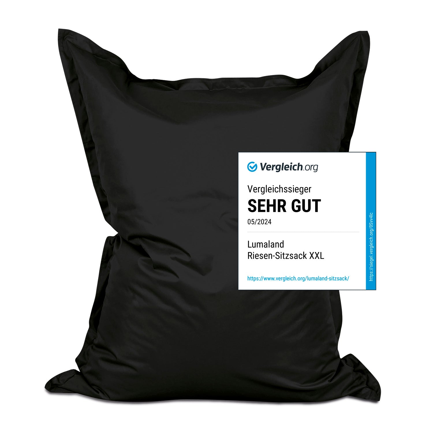 Sitzsack Classic XXL (380 L) in Schwarz, vielseitig für drinnen und draußen, mit robustem Material und verstecktem Reißverschluss.