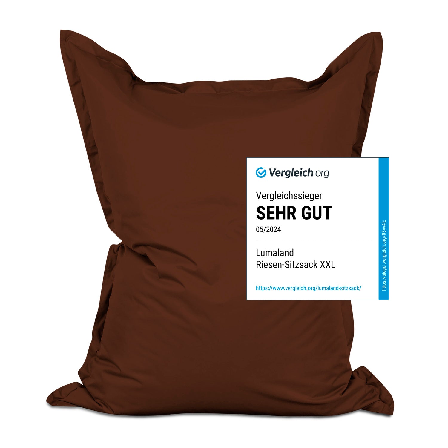 Sitzsack Classic XXL (380 L) Braun mit robusten Nähten, pflegeleicht, extra großes Volumen, ideal für drinnen und draußen.
