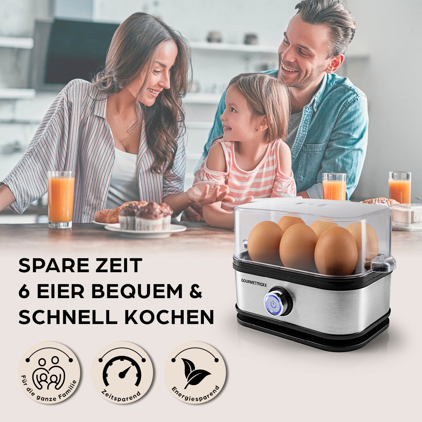 Design-Eierkocher 6 Eier - Edelstahl