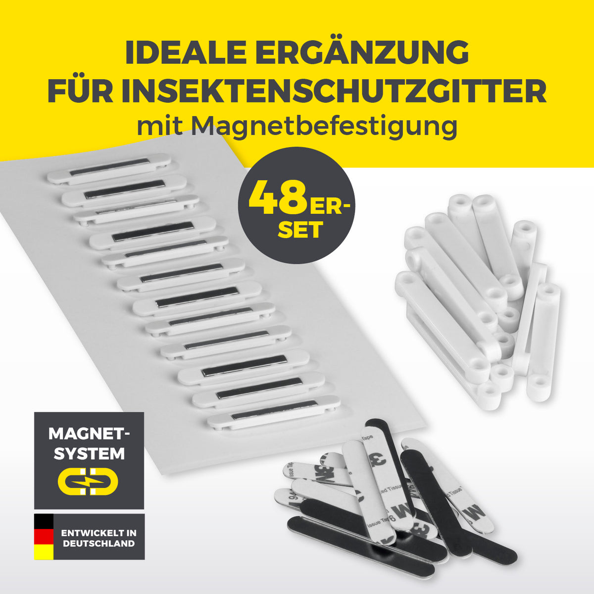 Magnet-Set für EASYmaxx Insect Protect Insektenschutzgitter - 48 Stück mit Magnetbefestigung