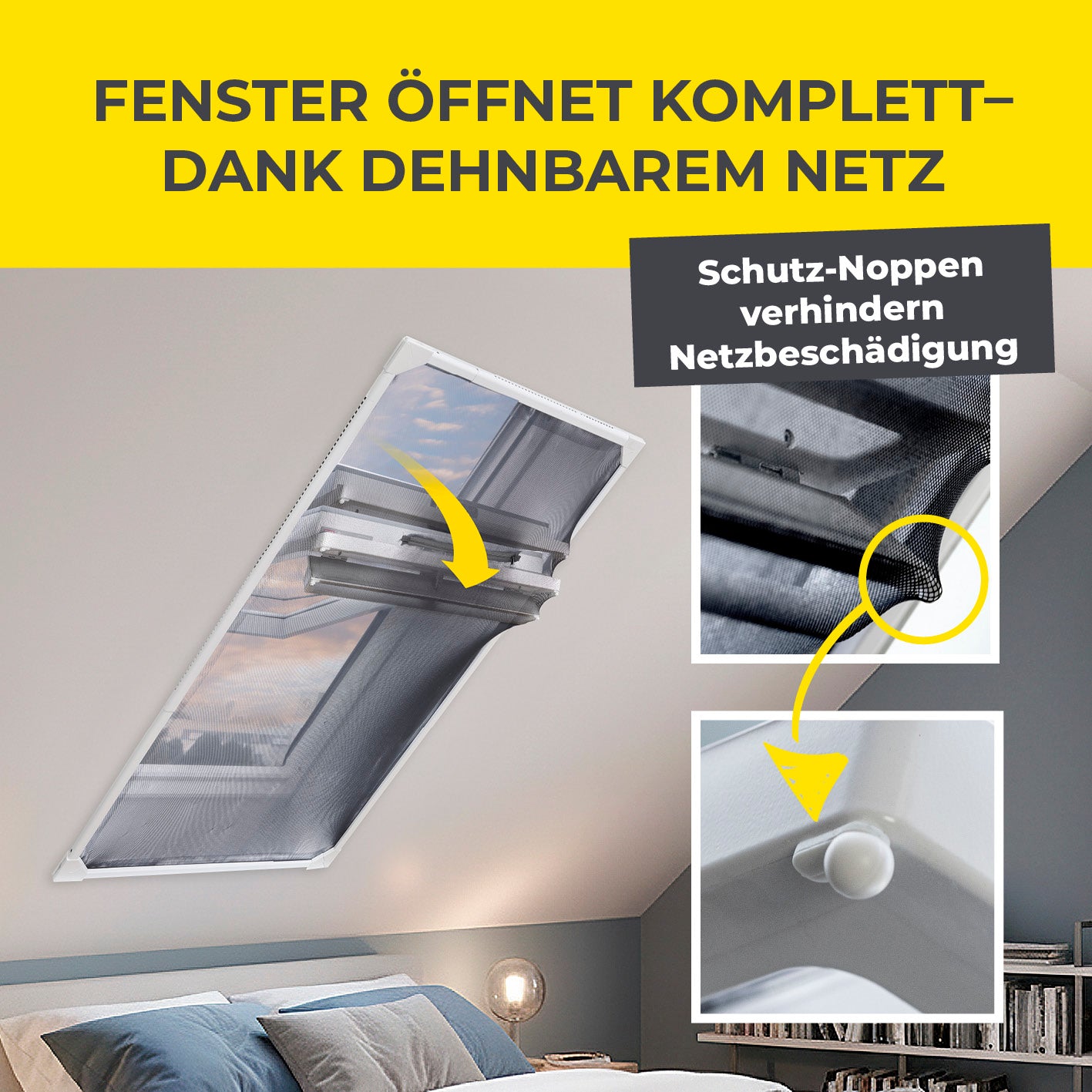 Teleskop-Insektenschutzgitter für Dachfenster - 2er-Set