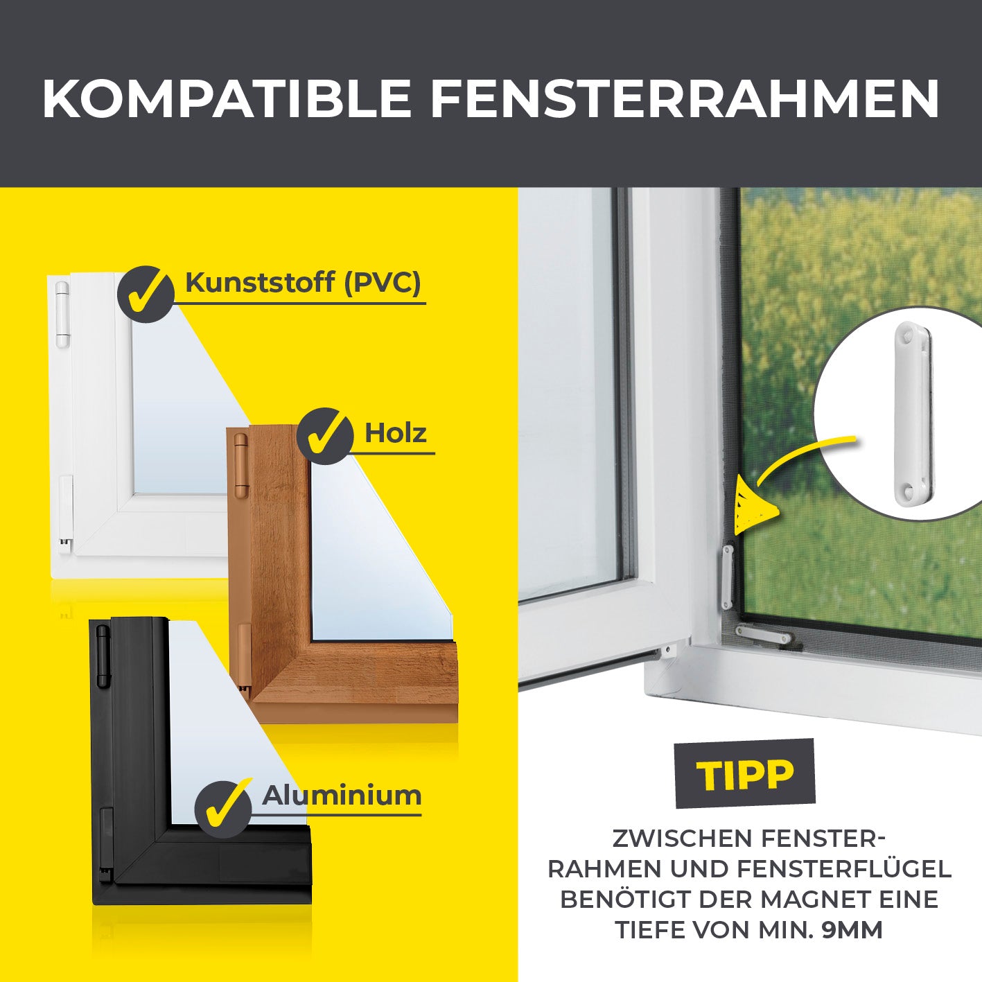 Insektenschutzgitter mit Magnetbefestigung - 2er-Set