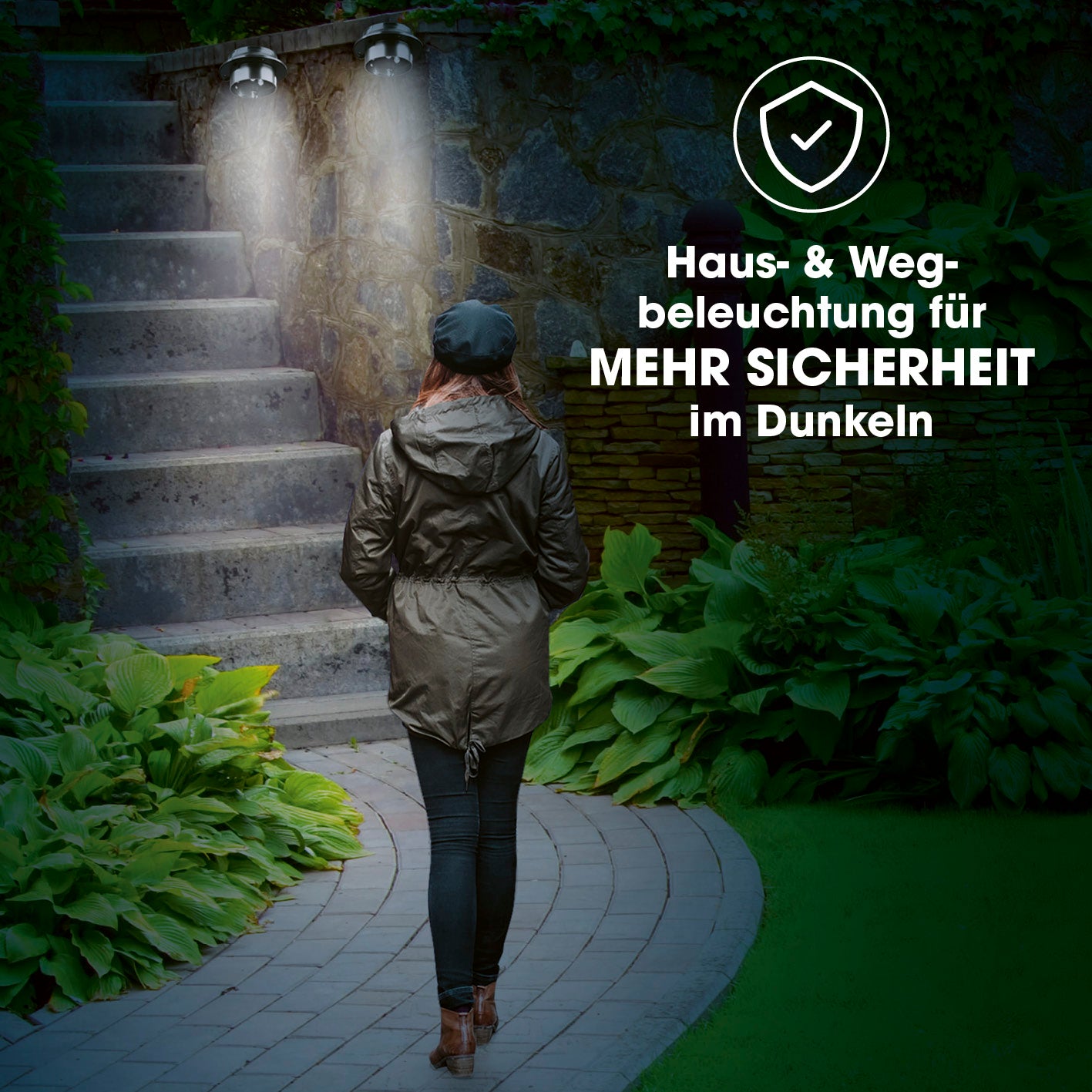 Solar Dachrinnenleuchten in Edelstahl, 3er-Set