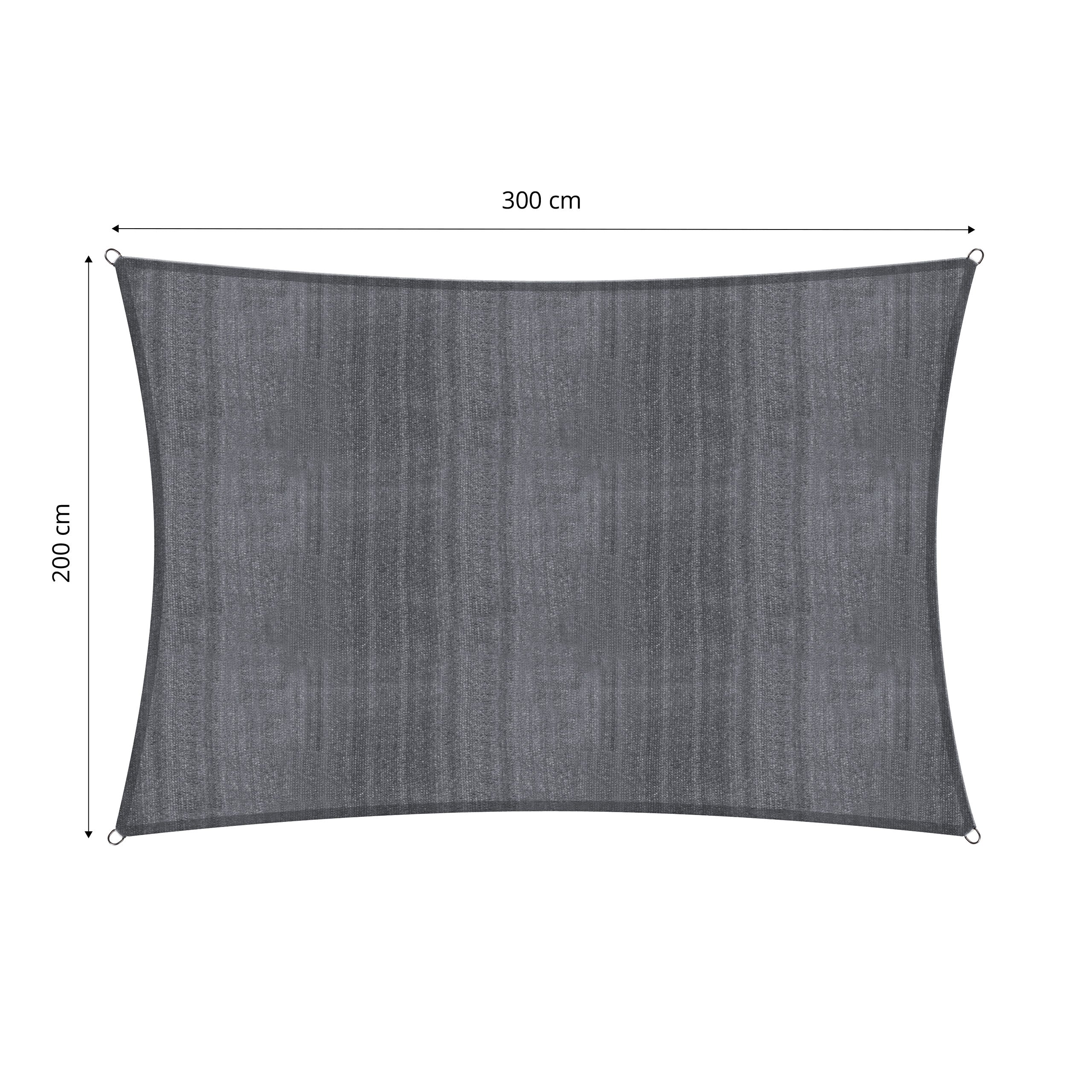 Sonnensegel 100% HDPE mit Stabilisator für UV-Schutz - Rechteck 2 x 3 Meter - Dunkelgrau, robust und UV-beständig