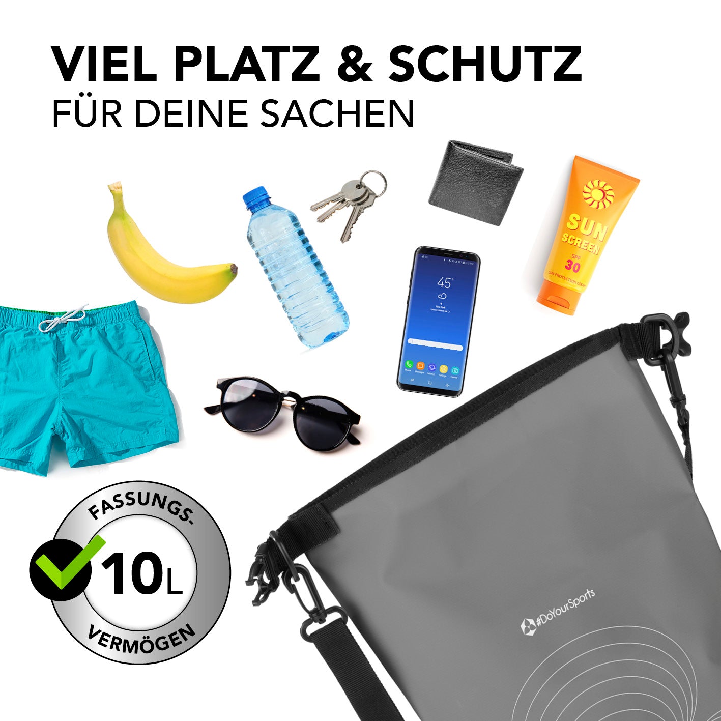 Dry Bag 10L - Grau