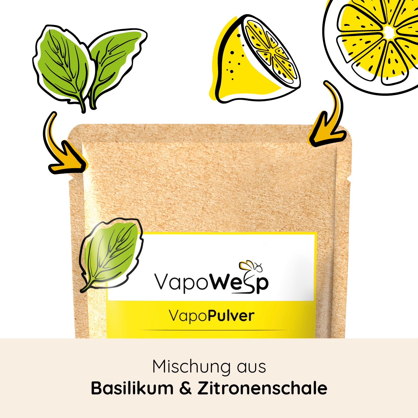 Pulver-Set Orange & Rosemary (100 g) + Lemon Basil (100 g) + Hay Flowers & Thyme (100 g) mit aromatischer Basilikum-Zitronenschale für VapoWesp.