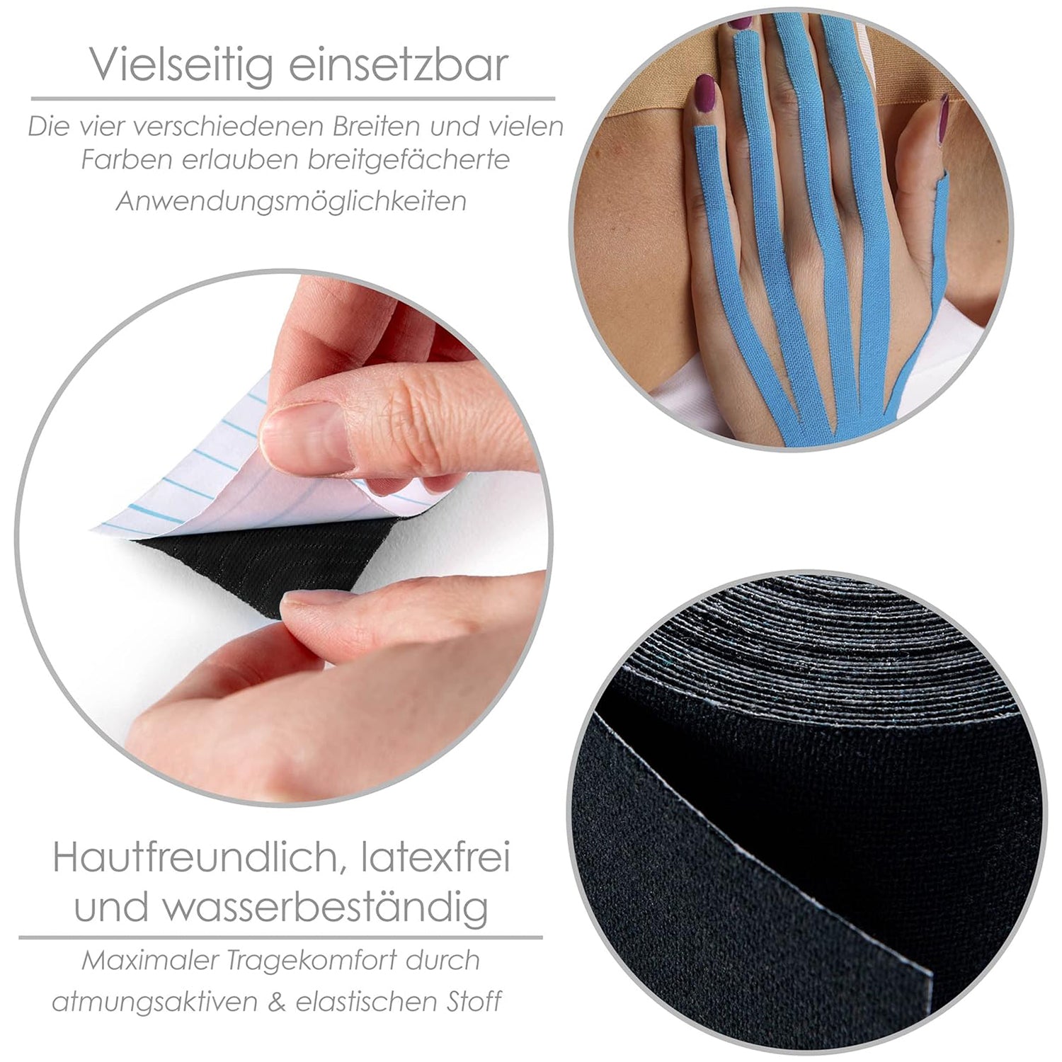 Kinesiologisches Tape - 5 cm x 5 m - Schwarz