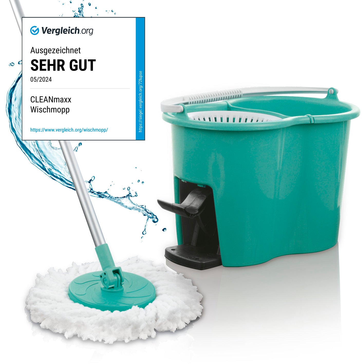 Power-Wischmopp - Zwei-Kammer-Filtersystem - türkis