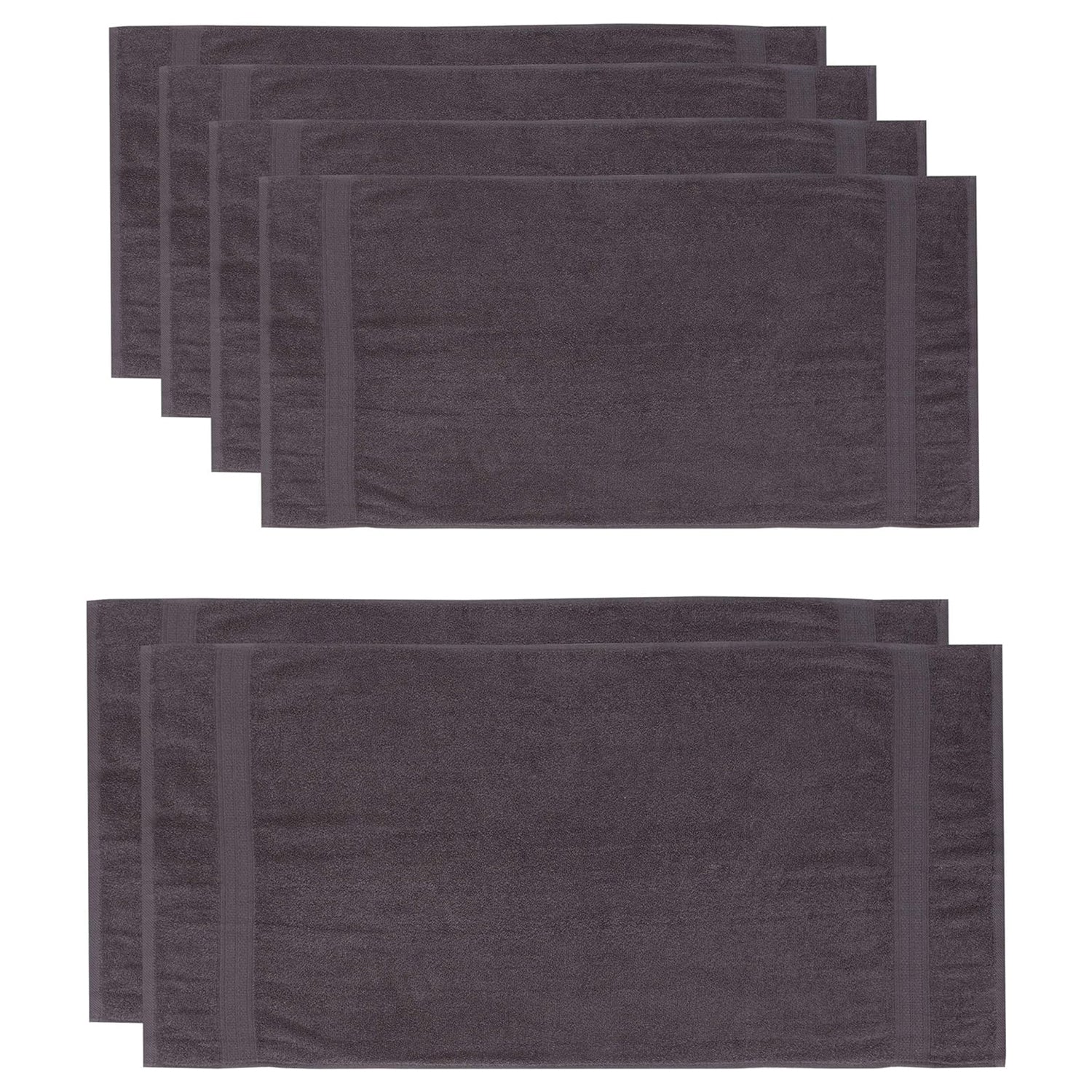 Premium Handtücher 6er-Set - 4 Handtücher 50 x 100 cm + 2 Badetücher 70 x 140 cm - Grau, aus saugfähiger Baumwolle
