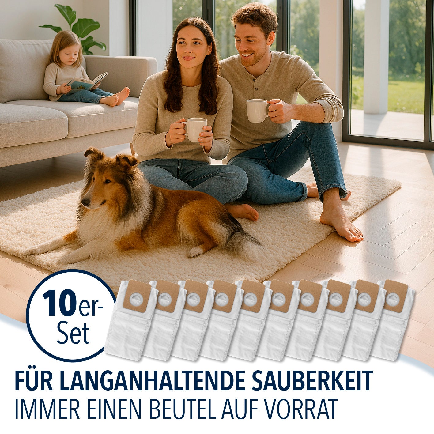 Staubbeutel 10er-Set für CLEANmaxx AeroTec 500 Absaugstation, 3,5 l, robust, reißfest, allergikerfreundlich, für sauberes Entleeren.