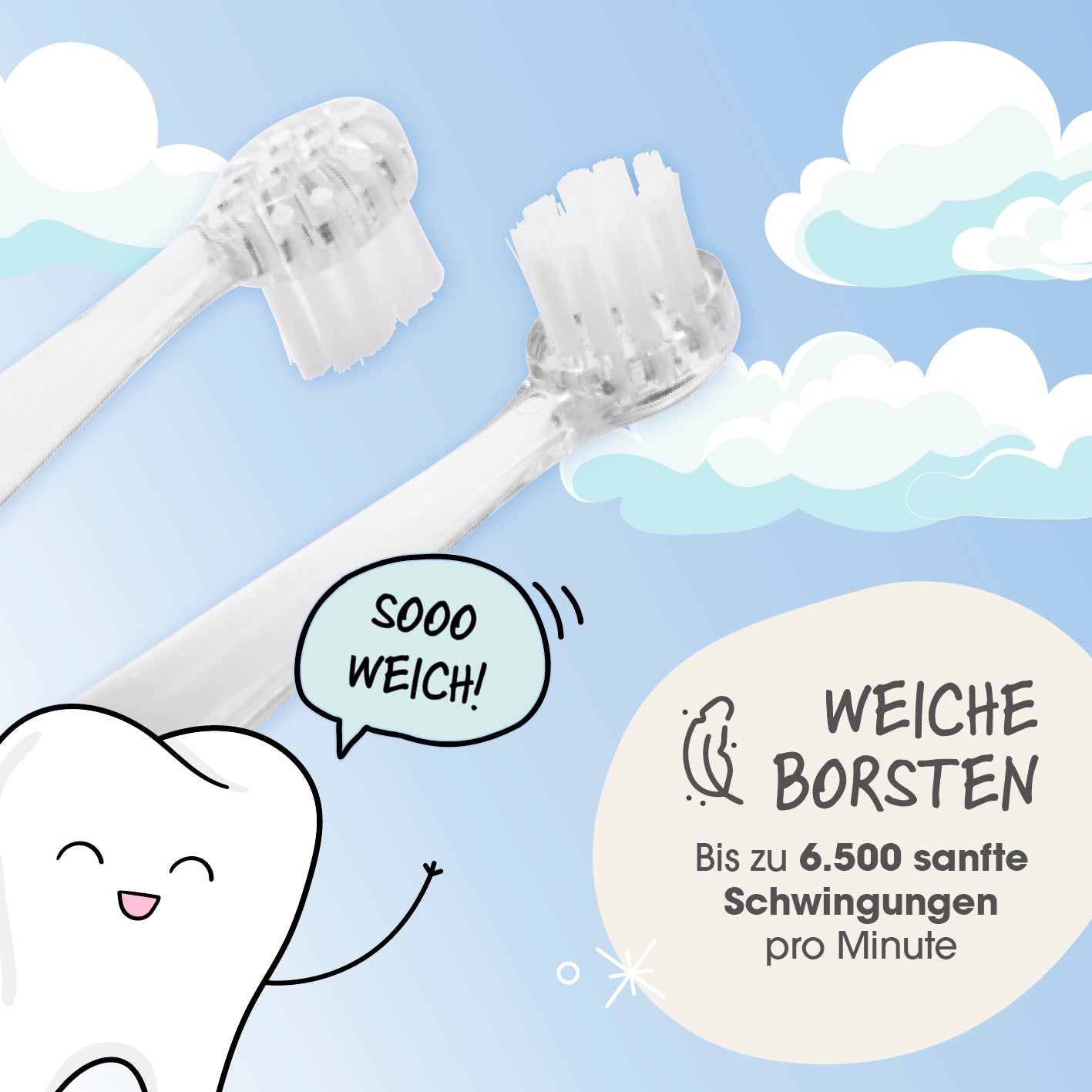 Elektrische Kinder-Zahnbürste mit Smart Timer - Ab 6 Monate* - Blau/Weiß