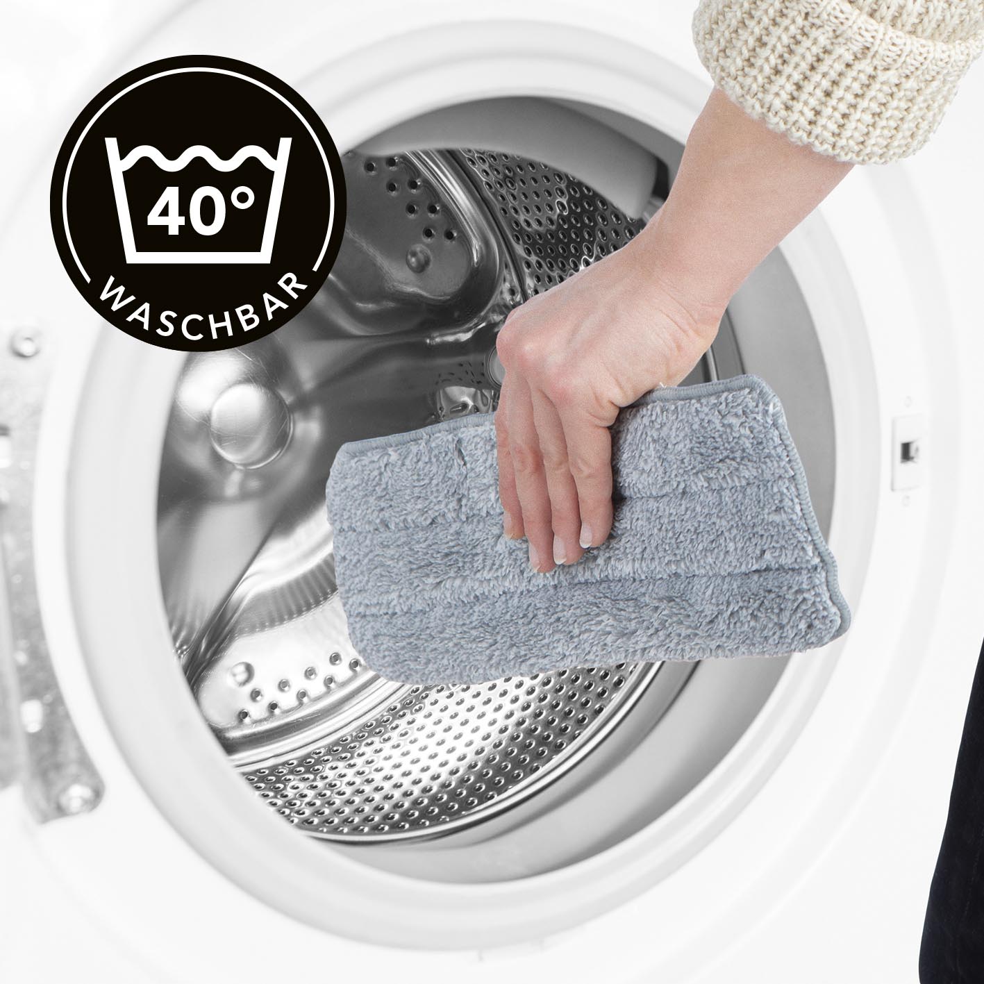 Ersatz-Mopp 2er-Set für Wischsystem Flat-Mopp, waschbar bei 40 °C, langlebige Mikrofasern für optimale Schmutzaufnahme.