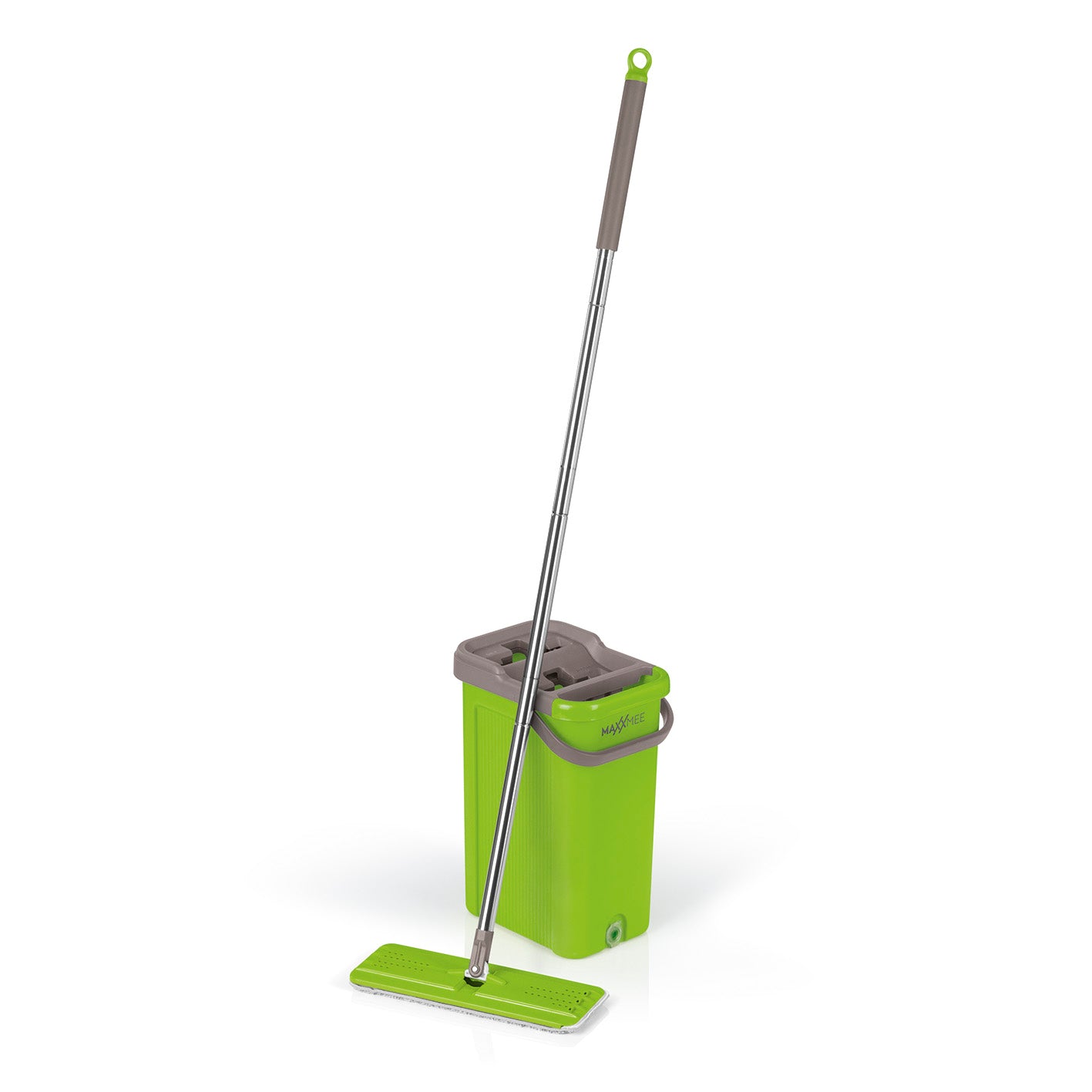 Komfort-Mopp Smart 7,5 l mit Eimer 2-Kammer-System limegreen, Auswring-Mechanismus, ideal für Laminat, Parkett und Fliesen.