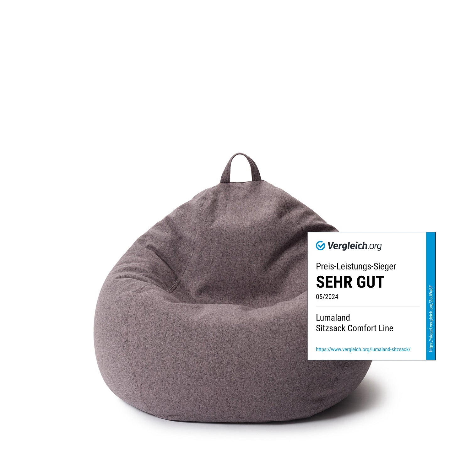 Comfort Line Sitzsack M (120 L) Dunkelgrau, hochwertiger indoor Bean Bag mit EPS-Perlenfüllung, waschbarer Bezug, ergonomisch und geruchsneutral.