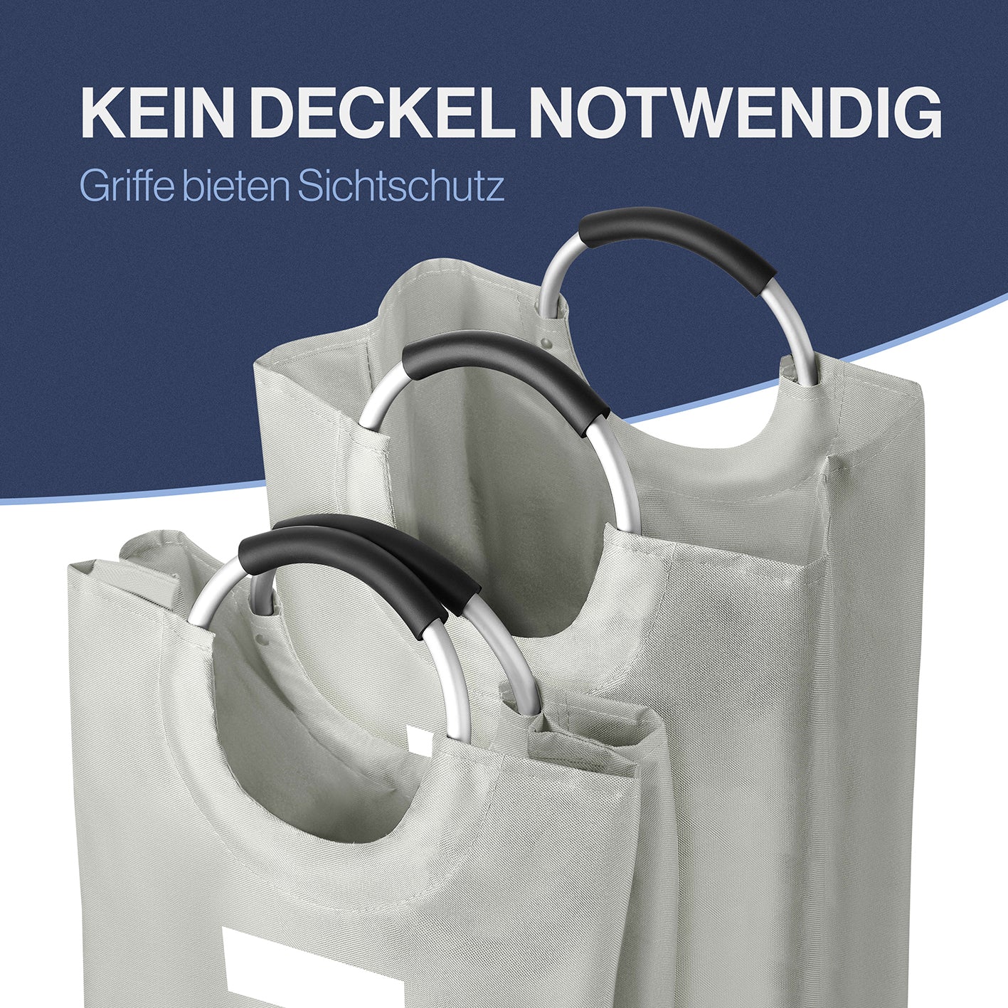 Faltbarer Wäschekorb - Hellgrau - 82 Liter mit robusten Griffen für Sichtschutz, platzsparend und wasserabweisend aus Polyester.