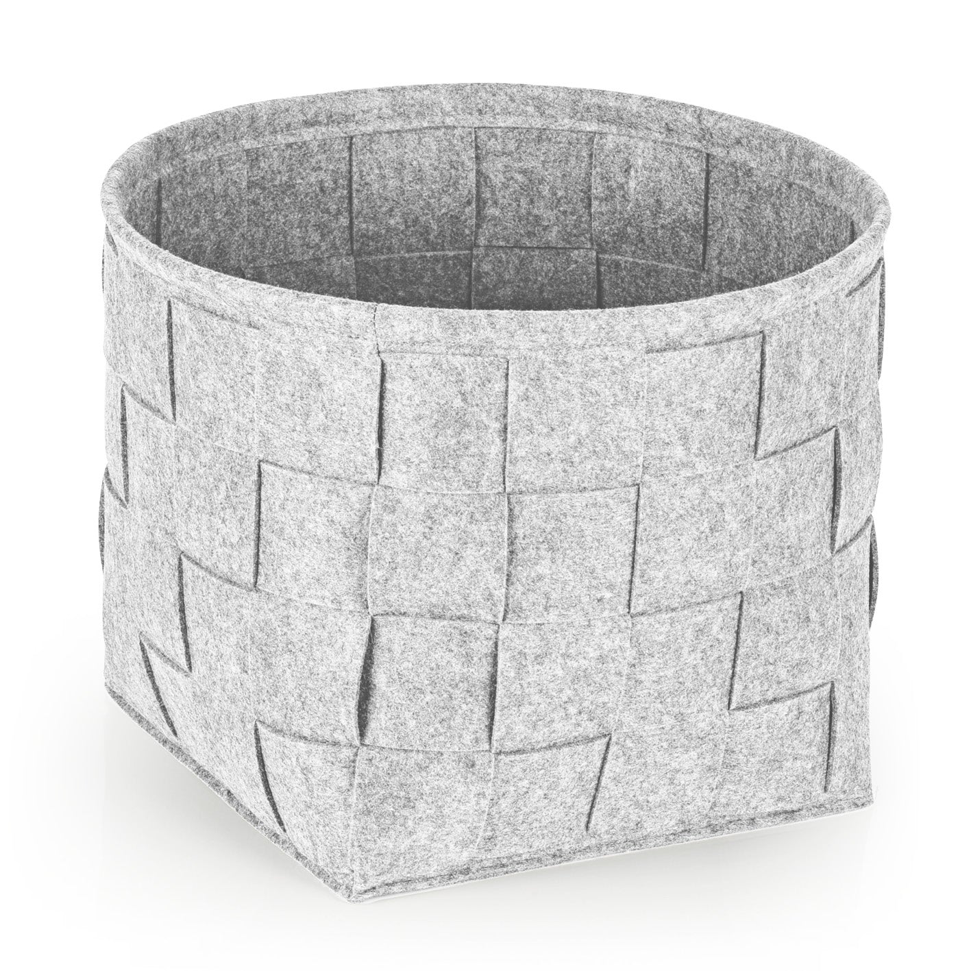 Filz-Aufbewahrungskorb M - 32 x 32 x 32 cm - Hellgrau, moderner, faltbarer Filzkorb, schonend für Böden, vielseitig im Haushalt einsetzbar.