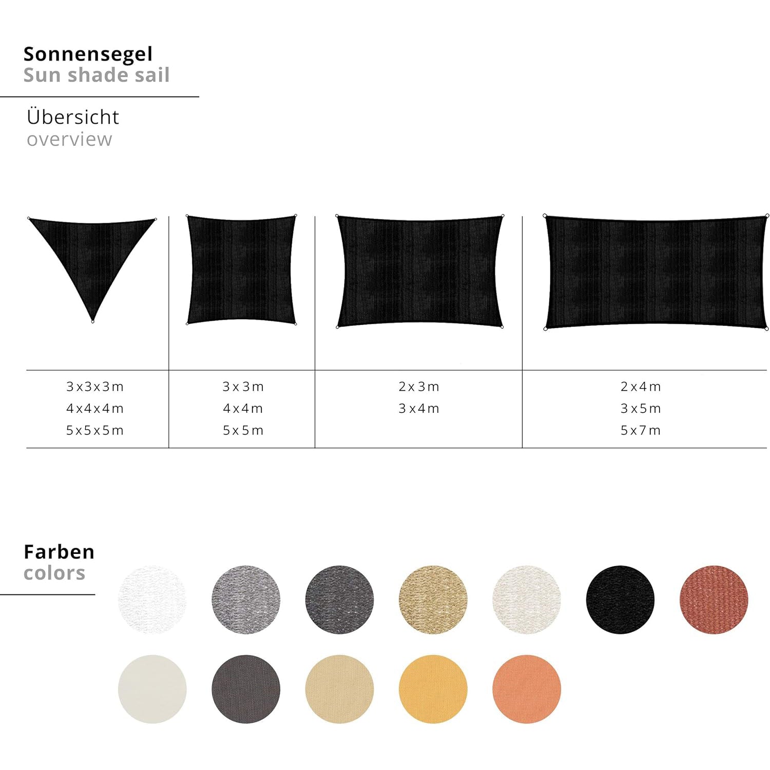Sonnensegel 100% HDPE - Dreieck 3 x 3 Meter - Terracotta