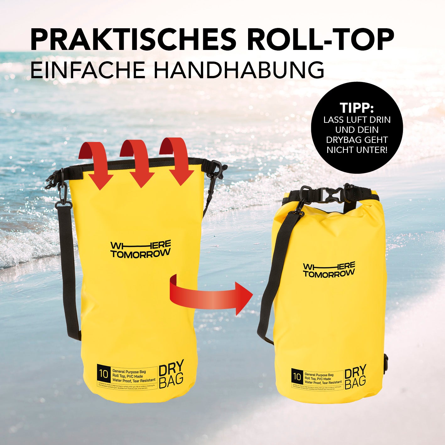 Dry Bag 10L - Style 01 - Gelb