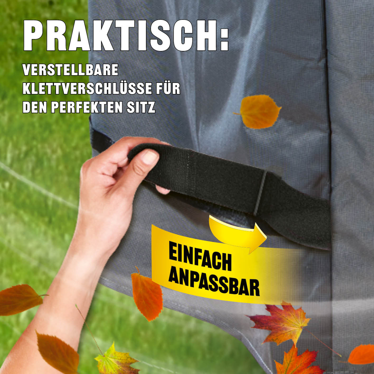 Premium Wetterschutzhaube - 62 x 148 x 120 cm mit verstellbaren Klettverschlüssen für optimalen Sitz und Schutz vor Wetterbedingungen.