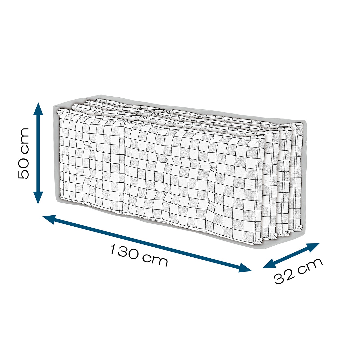 Polster-Aufbewahrungstasche - 130 x 50 x 32 cm aus robustem, wasserfestem Material zum Schutz von Gartenpolstern.