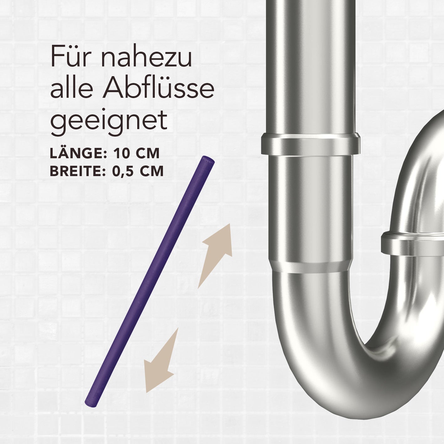 Abflussreiniger-Stick Lavendel - 50er-Set, 10 cm lang, 0,5 cm breit, passend für nahezu alle Abflüsse in Küche und Bad.