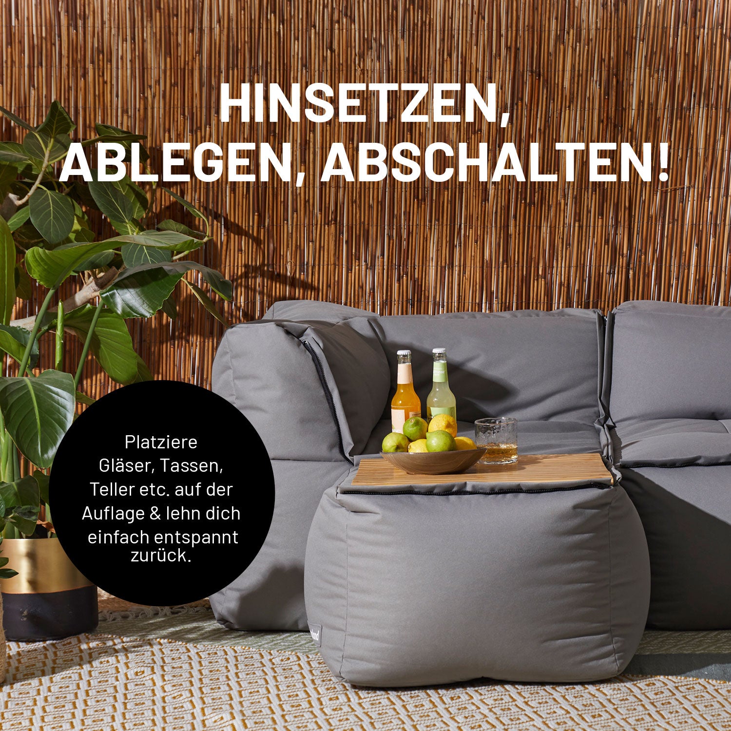 Bambusauflage für Modular-Hocker - 54 x 50 x 1 cm