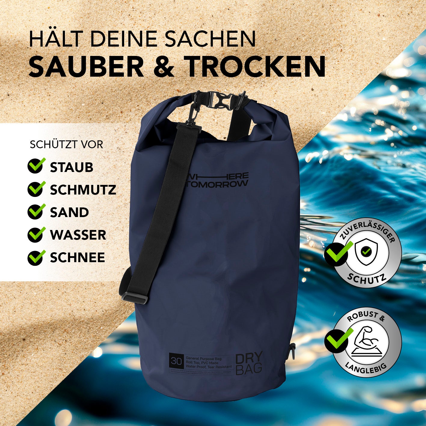 Dry Bag 30L - Style 01 - Dunkelblau