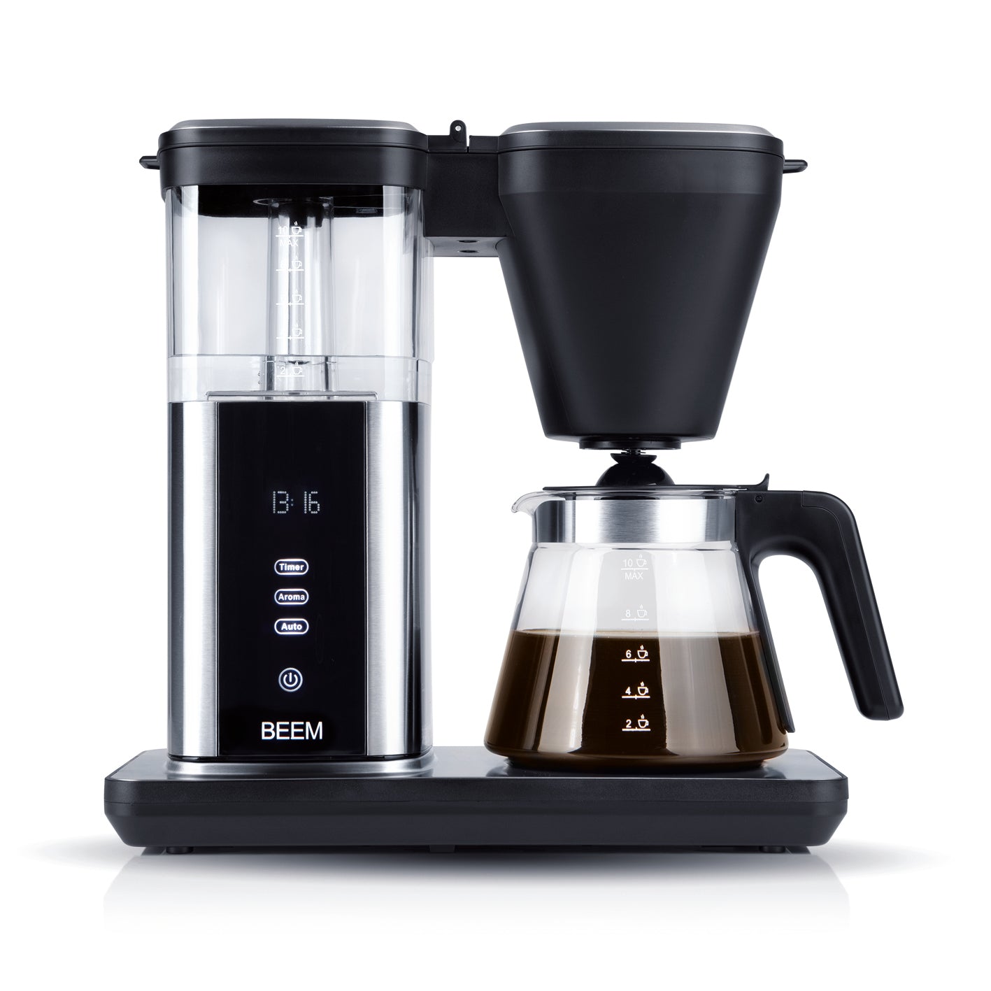 DIRECT-BREW Filterkaffeemaschine - Glas mit digitalem Display, 1,25 l Glaskanne und Aroma-Plus-Funktion für individuellen Kaffeegenuss.