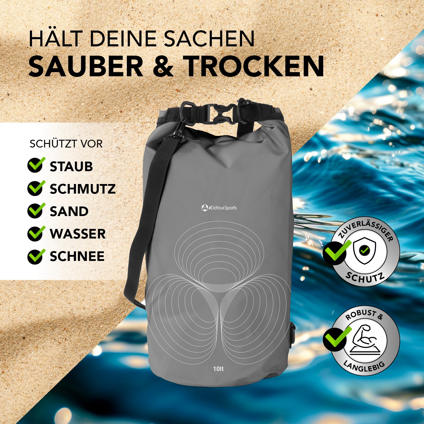 Dry Bag 10L - Grau