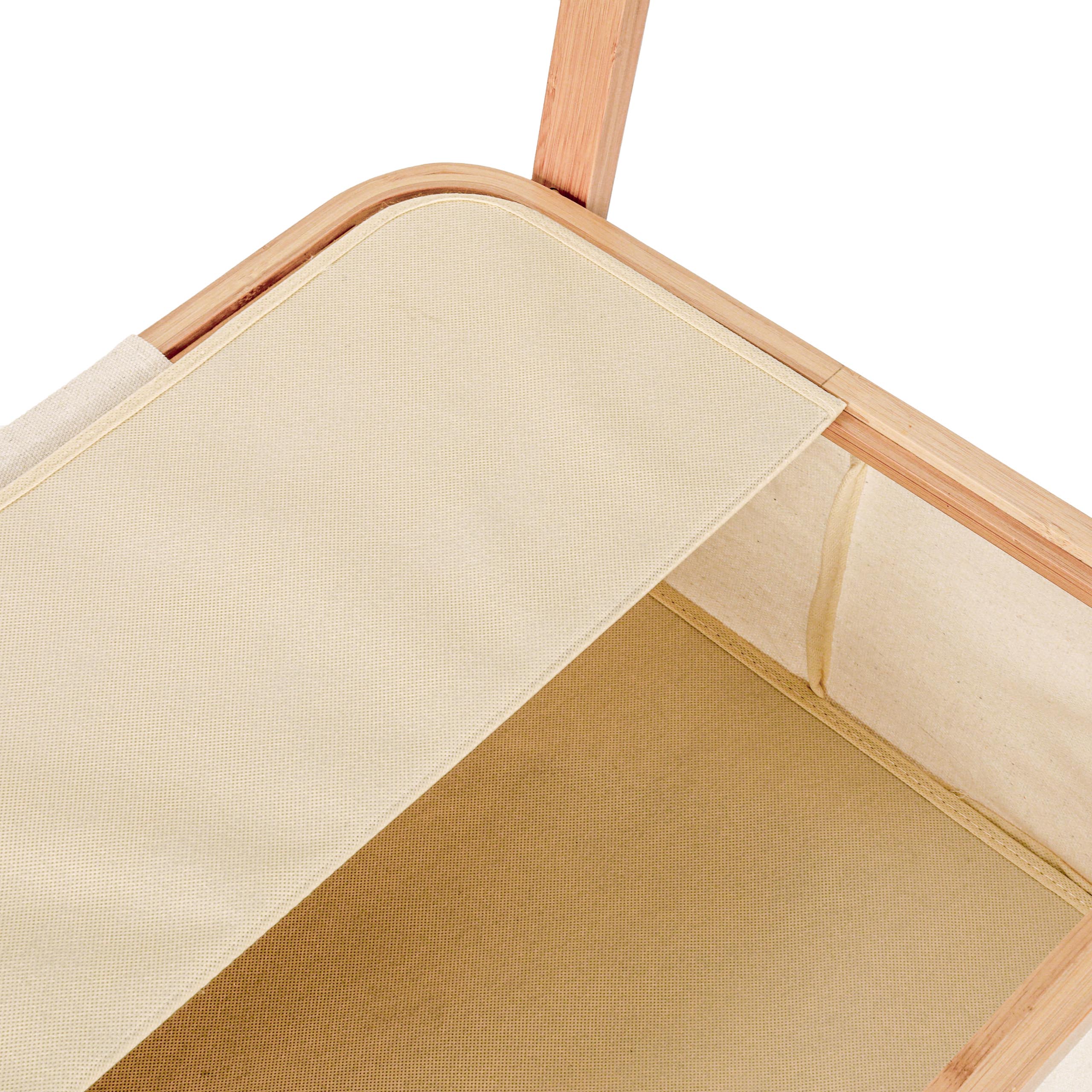 Kleiderständer aus Bambus - 159 x 60 x 45 cm - Beige mit integriertem Ablagefach, stabil und modern im naturnahen Design von Lumaland.