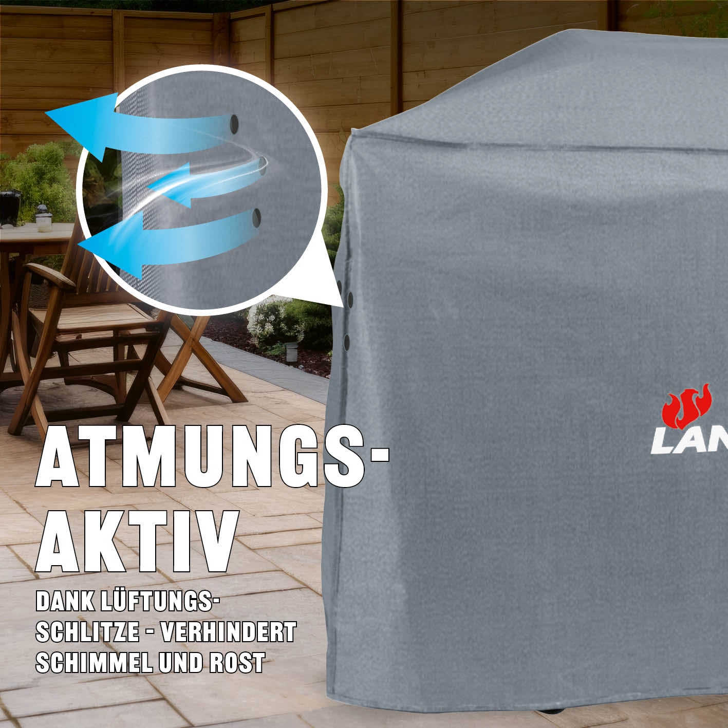 Wetterschutzhaube Premium - 181,5 x 112 x 62,5 cm - Grau