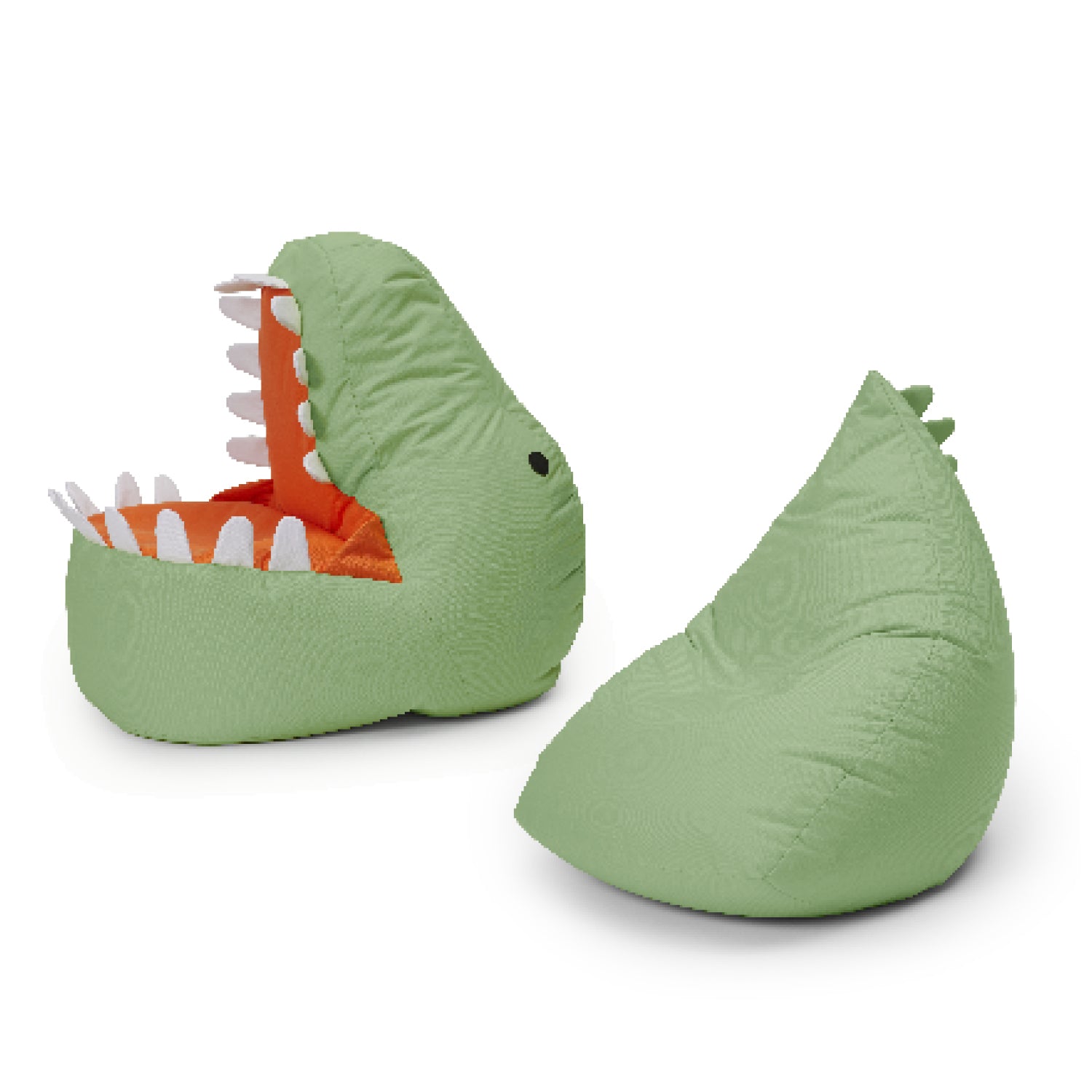 Kindersitzsack-Set "Dino" (2-tlg.) in Pastell Grün, wasserabweisend, soft gefüllt, ideal für drinnen und draußen.