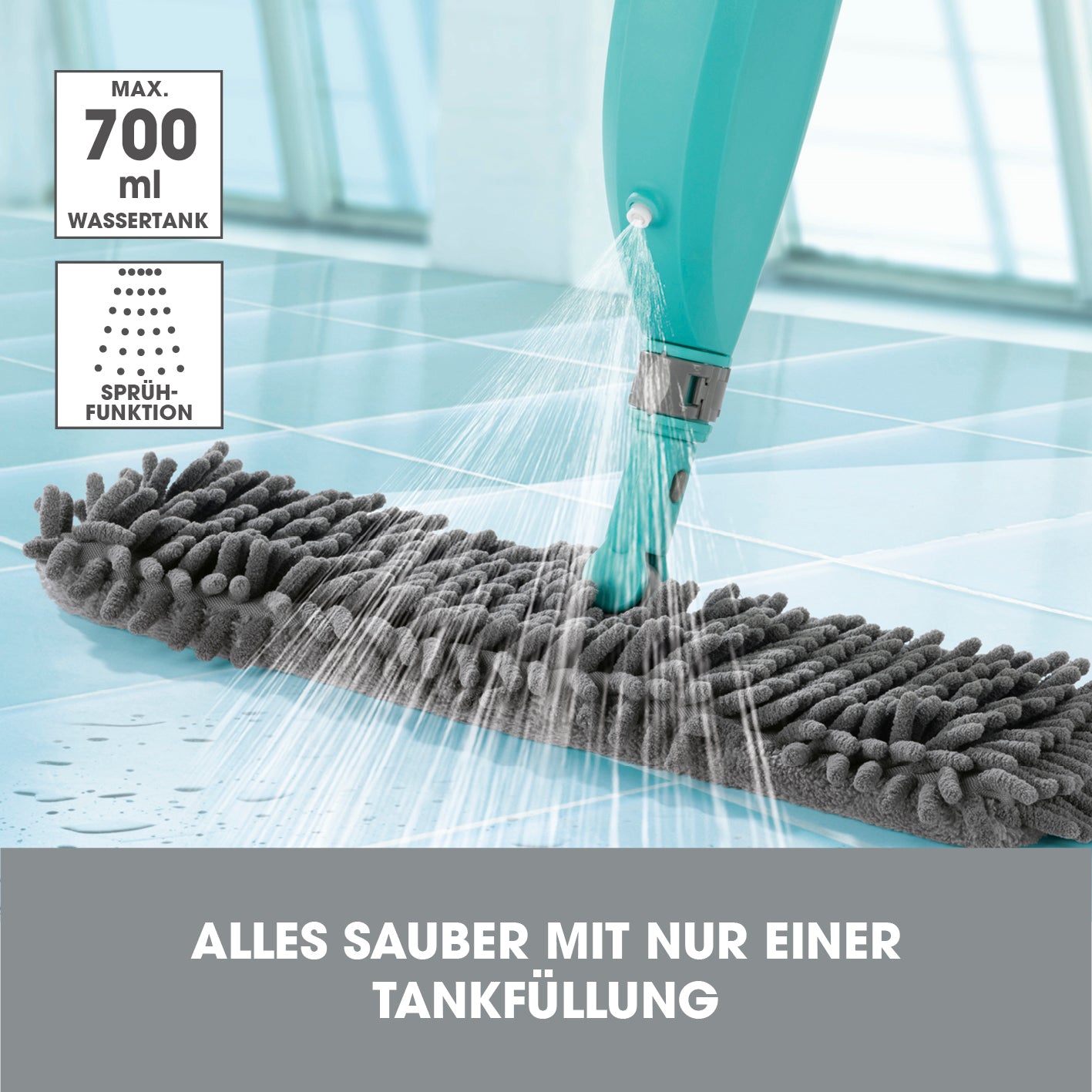 Spray-Mopp mit Wendefunktion - türkis