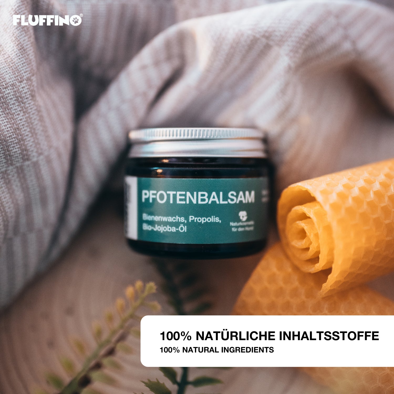 Pfotenbalsam - 50 ml - 100% natürlicher Pfotenschutz mit Bienenwachs, Propolis und Bio-Jojobaöl für empfindliche Hundepfoten.
