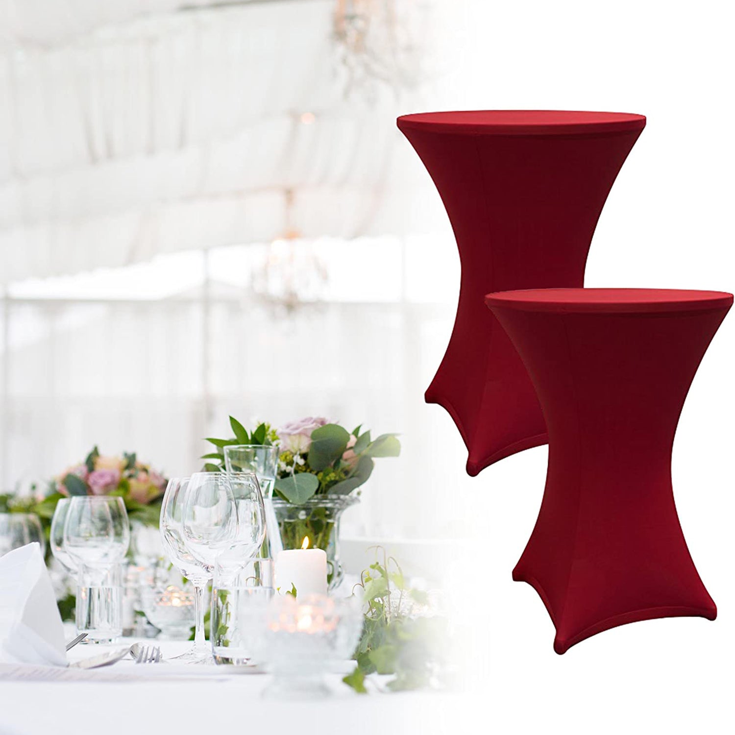 Stehtischhusse Tisch Bezug Husse - Ø 80-85cm - Rot umhüllt elegante Stehtische für Events, abwischbar und dehnbar in Premium-Qualität.