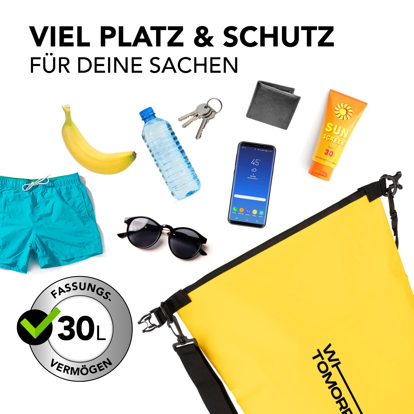 Dry Bag 30L - Style 01 - Gelb