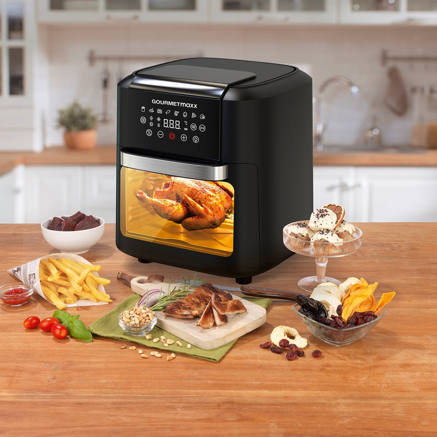 4in1-Heißluftfritteuse mit Touchdisplay - 11 L