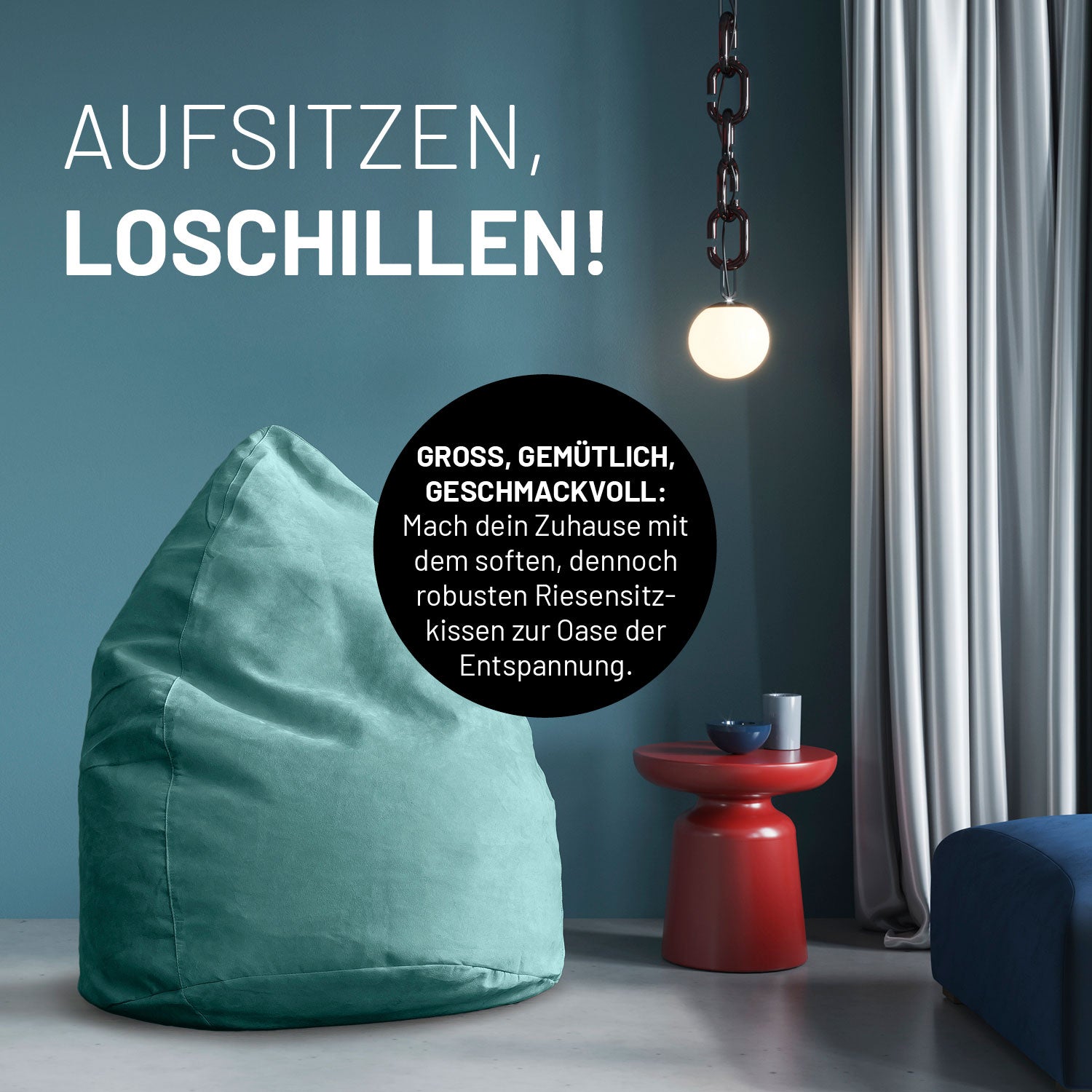 Luxury XL PLUS Sitzsack (220 L) - indoor - Türkis