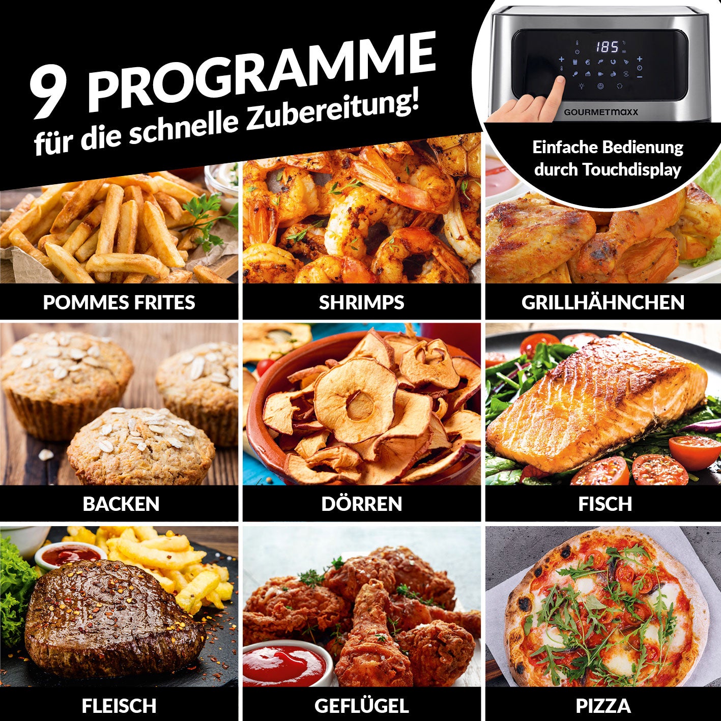 Heißluft-Ofen Digital mit Sichtfenster - 12l